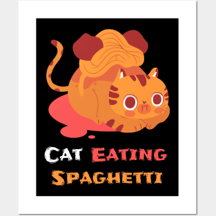 Cat Eating Spaghetti Posters and Art